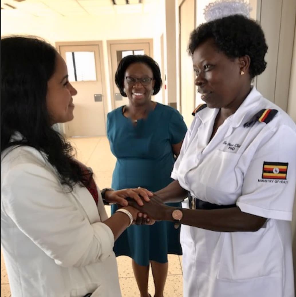 Raquel Sanchez with Ministry of Health partners Raquel Sanchez greeting Ministry of Health colleagues with a handshake